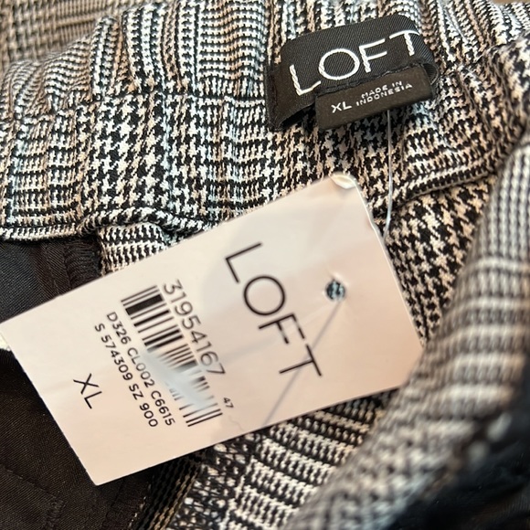 NWT Loft, XL, black and white hounds tooth plaid trouser slacks - Picture 3 of 4